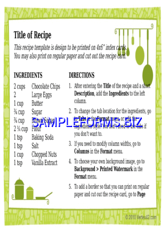Recipe Card Template Excel from recipe-card-templates.sampleforms.biz